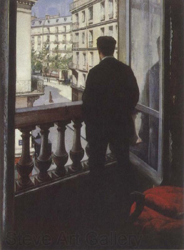 Gustave Caillebotte Young man at his window Norge oil painting art